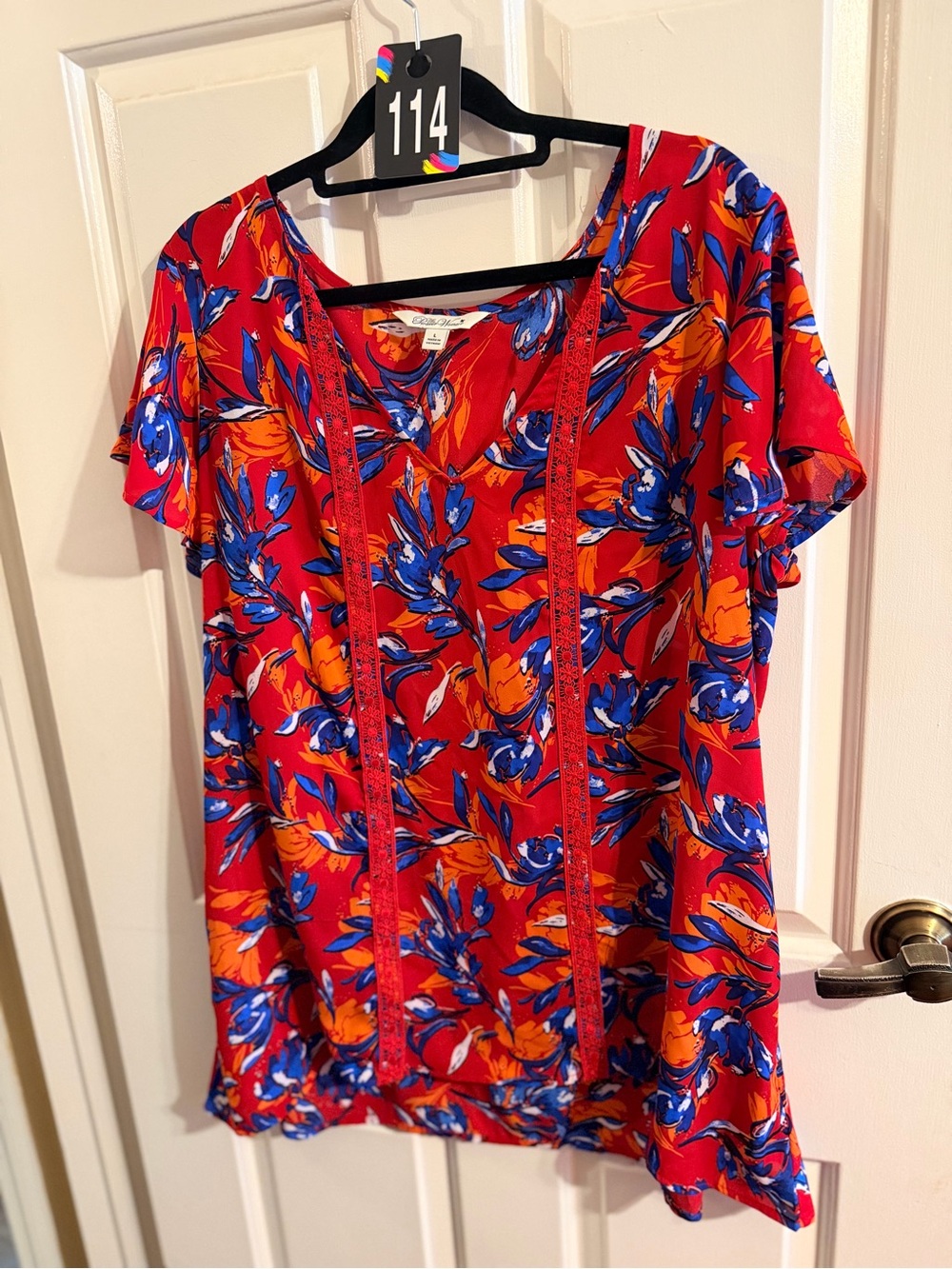 The Pioneer Woman Red Floral Short-Sleeve Tunic
